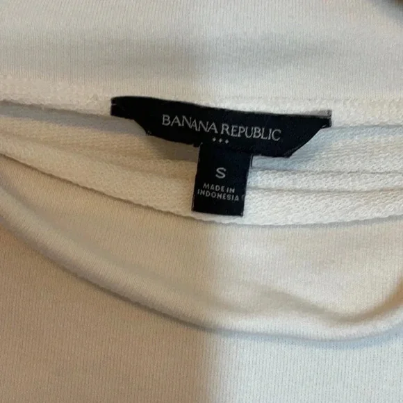 Banana Republic Funnel Neck Tie Waist Sweatshirt Cream Small - Picture 4 of 8